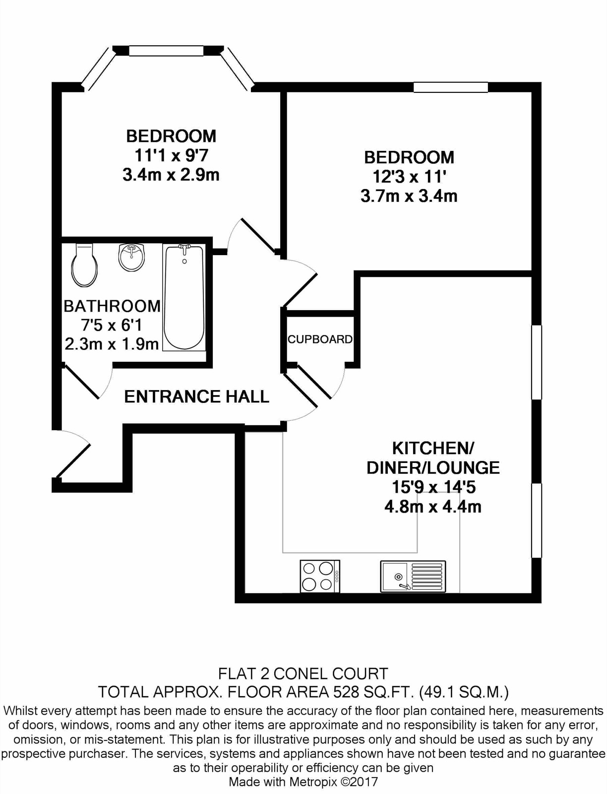 Floorplan of Flat 2, Conel Court