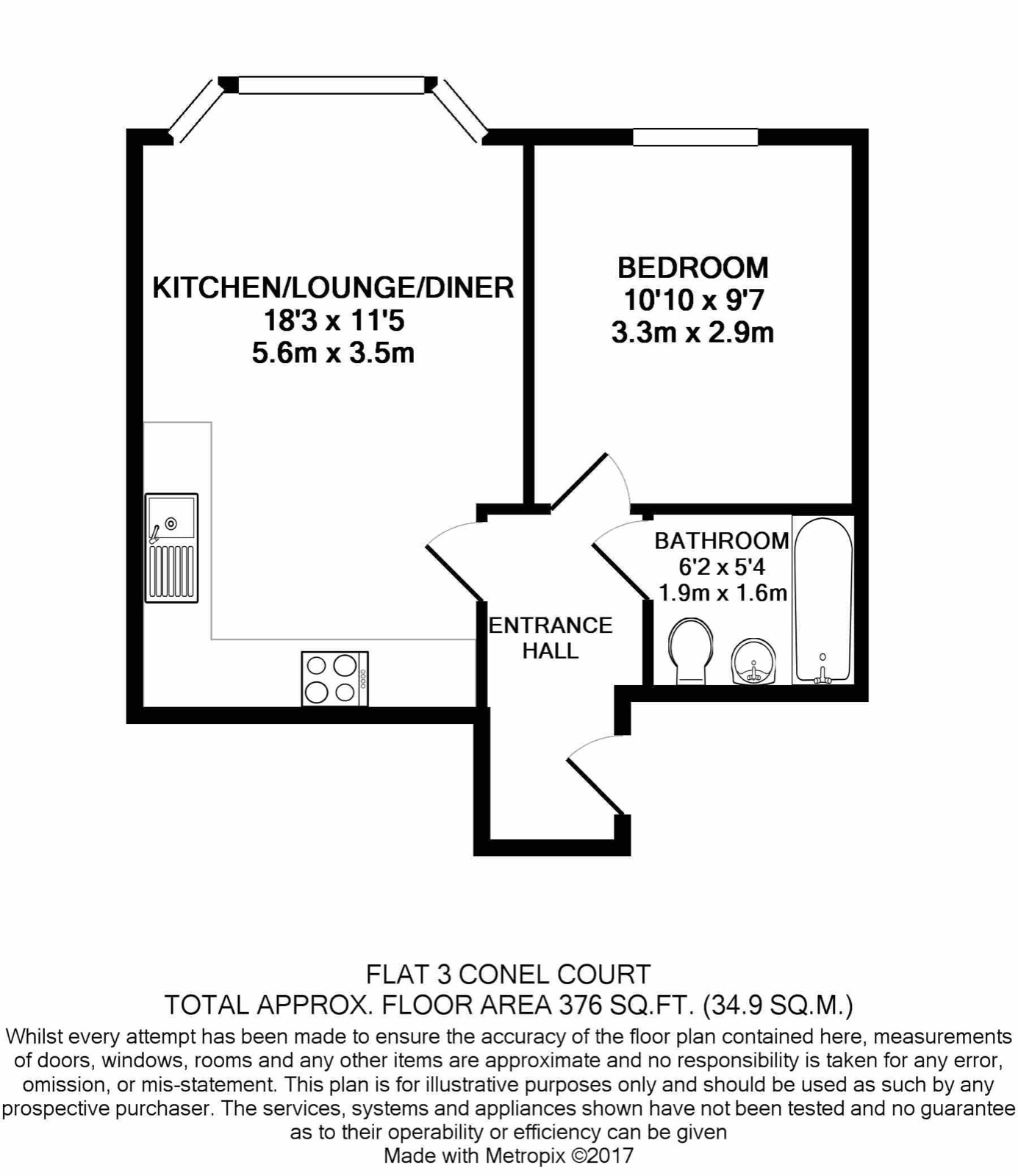 Floorplan of Flat 3, Conel Court