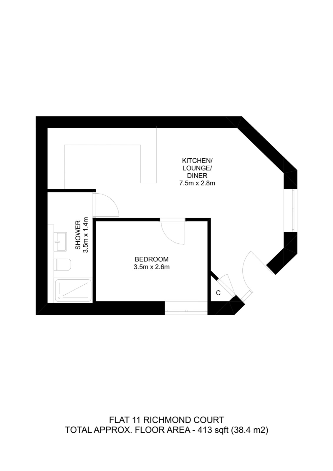 Floorplan of Flat 11, Richmond Court