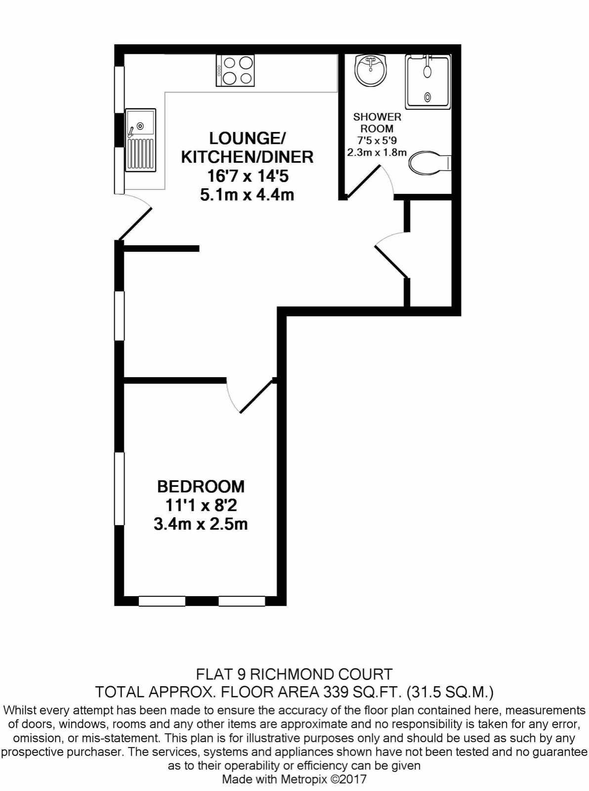 Floorplan of Flat 9, Richmond Court